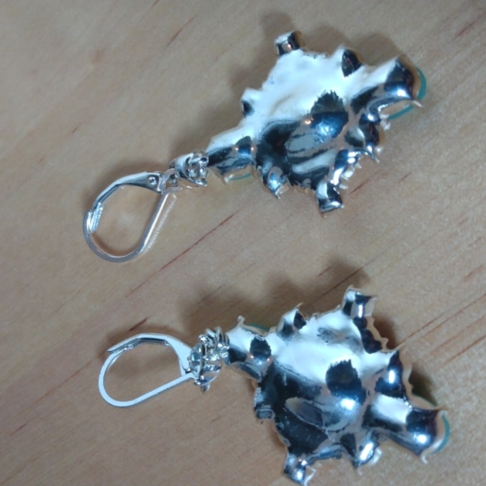 Blue Aqua Rhinestone Fashion Earrings Silver Tone - Picture 4 of 7